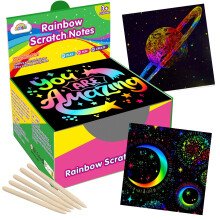 ZMLM Rainbow Scratch Mini Art Notes - 160 Magic Note Pads Cards Sheets for Kids Black Crafts Arts DIY Party Favor Supplies Kit Birthday Game Toy Gift