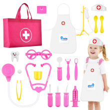 OSDUE Doctors Set for Kids, 34PCS Kids Doctors Kit with Nurses Costume, Kids Doctors Set Case Educational Toys Age 3, Dentist Toys with Simulation St