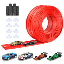KETIEE Flexible Car Track 5M, Race Track Car Track Ramp Includes 4 Cars, Toy Car Race Track Rolls Up Portable Dual Racetrack for Jumps Loops Ramps fo