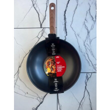 12 Inch Nonstick Carbon Steel Wok for Stir Fry with Long Riveted Handle and Rapid Heat Distribution