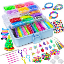 ROSHUKG 45 Colours Loom Bands Kit with 3 Layer Container, Rubber Bands Bracelet Making Kit for Boys Girls Weaving Gift(Blue)