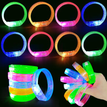 Cuackamily 8PCS LED Bracelets Set Light Up Festival Accessories Flashing Toy Wristbands Glow In The Dark LED Bracelets Party supplies for Christmas M