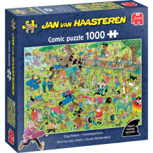 Jan Van Haasteren Dog Parkour - 1000 Piece Adults Puzzle - Large Jigsaw Puzzle for Adults - 100% Recycled Cardboard 1000Pc Comic Jigsaw, Fun Pet Them