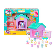 Little Live Pets Mama Surprise Families - Puppy Party Pack, Collect 15 Mini Collectible Puppies and Mama Pup, Fold-Out Playset with Mama's House, Ove