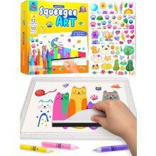 Squeegee Art Painting Kits for Kids - Animals Theme with Paints & Stickers - Kids Arts and Crafts Set for Girls Age 6 7 8 9 10 - Birthday Gift for Ki
