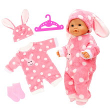 Miunana Sweet Doll Clothes Jumpsuits Hats Hanger Socks Accessories for 14-17 Inch 43cm Baby Doll 35-45 cm Newborn Baby Doll Clothes Outfits Cute rabb