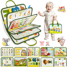 Almaxi Busy Board Toddler Montessori Toys for 2-5, 10 in 1 Farm Busy Book Baby Activities Toys Toddler Travel toys for 1 2 3 4 Year Old Boys and Girl
