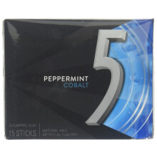 Wrigleys 5 Gum Cobalt Peppermint Flavour Sugarfree Chewing Gum 1 x 15 Stick Pack
