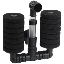Aquarium Sponge Filter with Dual Black Sponges, Low Noise Biochemical Filtration for Fish Tanks
