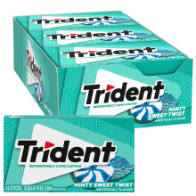 Trident Minty Sweet Twist Sugar Free Chewing Gum with Xylitol 14 Sticks 39 g