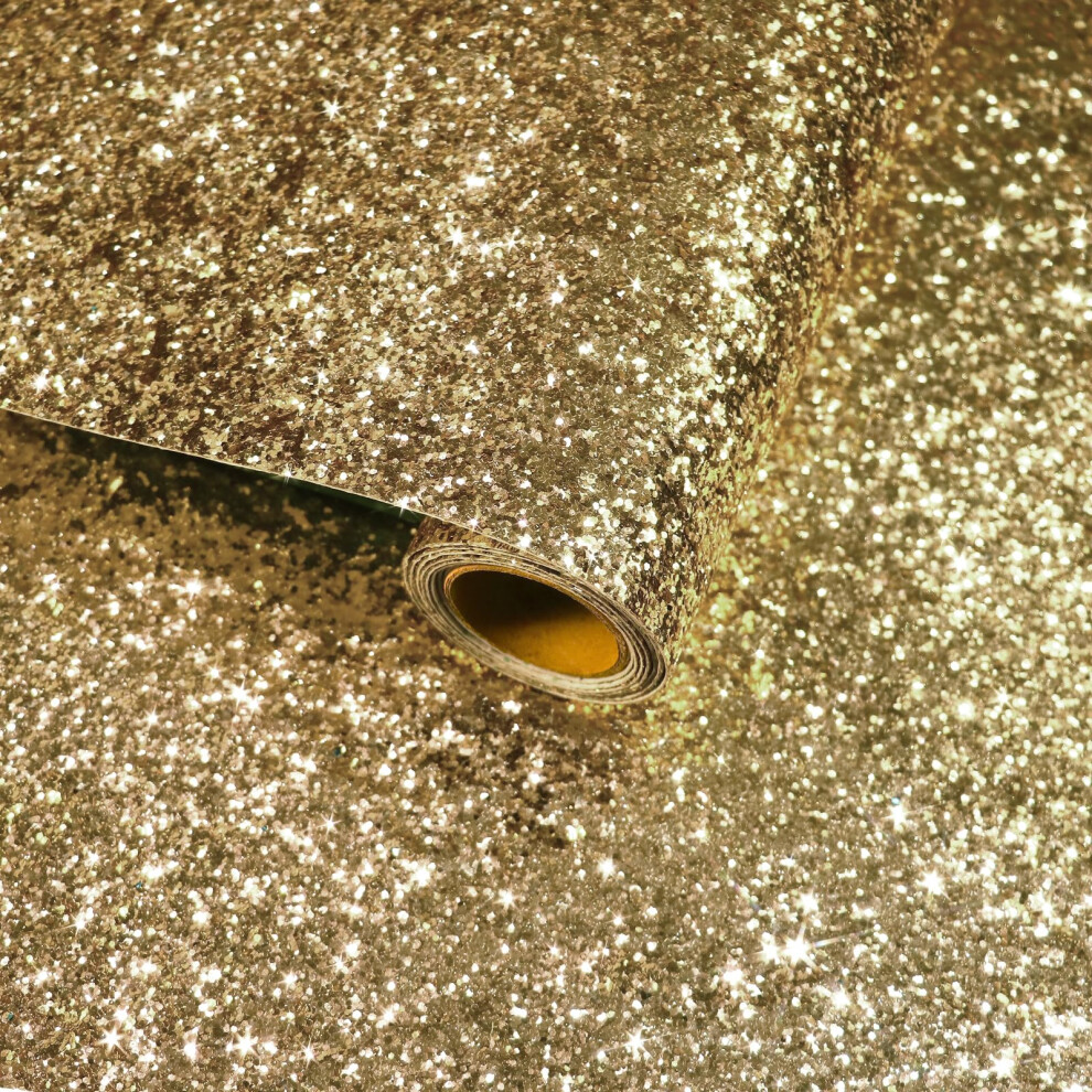 Champagne Gold Glitter Wallpaper Peel And Stick Self Adhesive Sparkle Vinyl Roll For Diy 11.8'X118' 9070919728266
