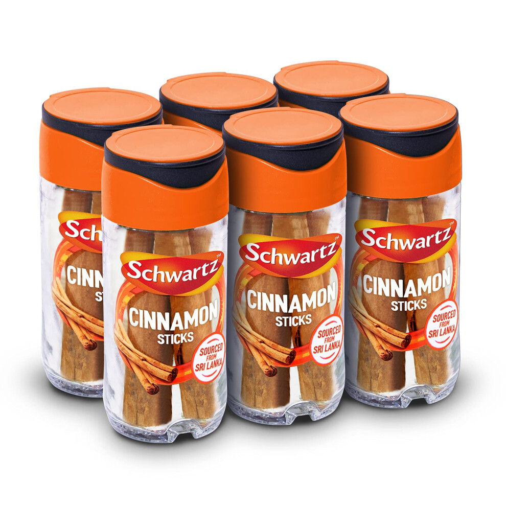 Schwartz Cinnamon Sticks 13 G | Jar | Pack Of 6 | Whole To Preserve Flavour | Sweet, Warm, And Aromatic Taste | Perfect For Adding To Chilli & Lemon,
