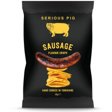Serious Pig Sausage Flavour Hand Cooked Crisps Yorkshire Potatoes Natural Seasoning (12 x 40g)