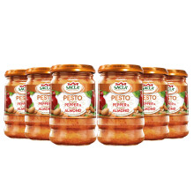 Sacla Italian Pesto Red Pepper and Almond - Perfect with Pasta, Roasted Veg, Chicken and Stuffed Peppers - Made with Basil Leaves, Sweet Red Peppers,
