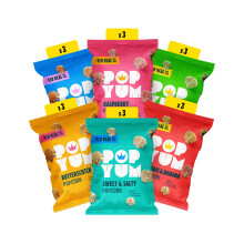 POPYUM Popcorn Variety Box 18-Pack of 23g Bags | Vegan, Gluten-Free Multipack Snacks | Dairy-Free, Low-Calorie Snack Pack | Movie Night Popcorn Box