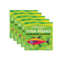 Fish 4 Ever | Azores Skipjack Tuna Steaks In Organic Olive Oil - Sustainably Fished. Tin Canned Food Rich In Omega-3, Great For Making Sandwich Spread