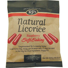 RJ's Natural Soft Eating Raspberry Licorice Bag 300 g (Pack of 3)
