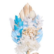 The Baked Studio - Dried Flowers For Cakes Decoration And Crafts With A Gold & Blue Ombre Palm Spear (Blue, Gold & White)