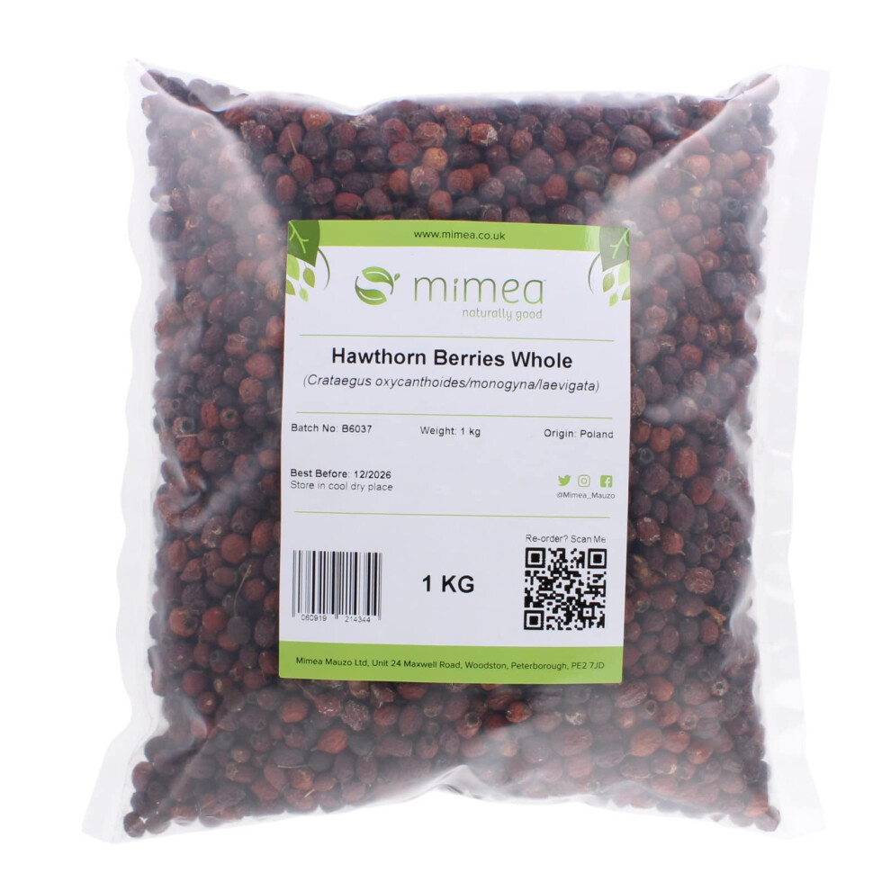 Mimea Hawthorn Berries Whole | 1Kg | Quality Ingredients | Traditional Herbal Remedy | Versatile For A Variety Of Uses |No Artificial Additives