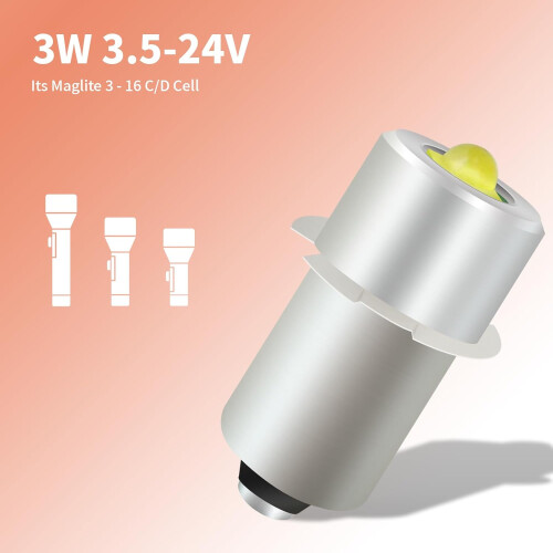P13.5S LED Flashlight Bulb 3W DC424V Quick Conversion for Ryobi, Milwaukee and Craftsman 2