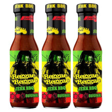 Reggae Jerk BBQ Marinade Sauce Original 290g Pack of 3 Compatible with Levi Roots Cut Crisps Spicy Scotch Bonnet Medium Hot Chilli Jamaican Seasoning