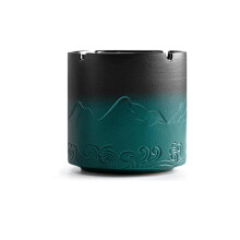 Chinese Style Ceramic Ashtray with OdorSealing Lid and Cigar Holder Slot, 4.3x4.6 in