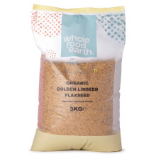 Wholefood Earth Organic Golden Linseed/Flaxseed ? 3 kg | Raw | GMO Free | Vegan | High Fibre | Source of Protein | Certified Organic