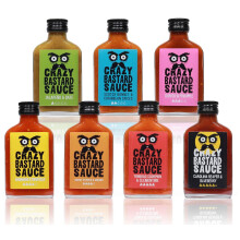 Crazy Bastard Sauce - 7 Pack of All Signature sauces from Jalape?o to Carolina Reaper (7 x 100mL)
