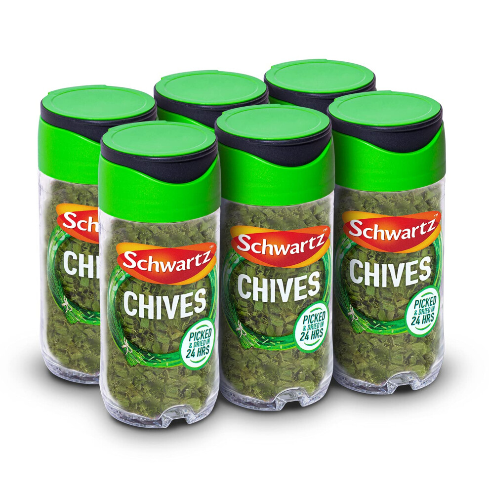 Schwartz Chives 1 G | Jar | Pack Of 6 | Bursting With Flavour And Aroma | Subtle Onion And Garlic Flavours | Versatile Herb | Perfect For Salads,
