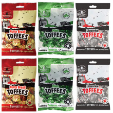Walkers Nonsuch Toffees Set of 6 Bundle - 2 x Nutty Brazil 150g, 2 x Liquorice 150g, 2 x Mint 150g. Ideal for car Journeys or The Sweet Cupboard Set 2