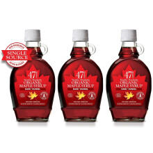 47? North Single Source Canadian Organic Maple Syrup, Grade A 250g (3x 250g, Dark)
