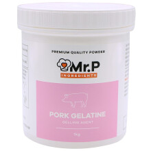 Mr.P Ingredients Pork Gelatine 1Kg 250 Bloom Powder Stabiliser Gelling Aerating Agent Instant Gluten Free Non-GMO (Recyclable Pot)