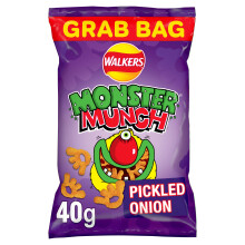 Walkers Monster Munch Pickled Onion Snacks Crisps 40g (Case of 35)