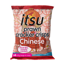 itsu Prawn Cracker Crisps Chinese Hoisin Flavour 60g | Sharing Bag | Healthy Snack | Pack of 6