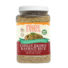 Extra Long Indian Brown Basmati Rice - Naturally Aged Healthy Grain Jar - Fragrant and Aromatic Rice ? DASH diet Approved - 3 pound Jar