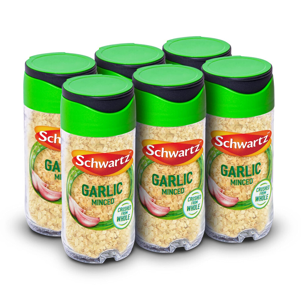 Schwartz Minced Garlic 46 G | Jar | Pack Of 6 | Crushed From Whole | Sweet, Pungent Aroma And Full-Bodied Flavour | Perfect For Stir Fries, Chicken,