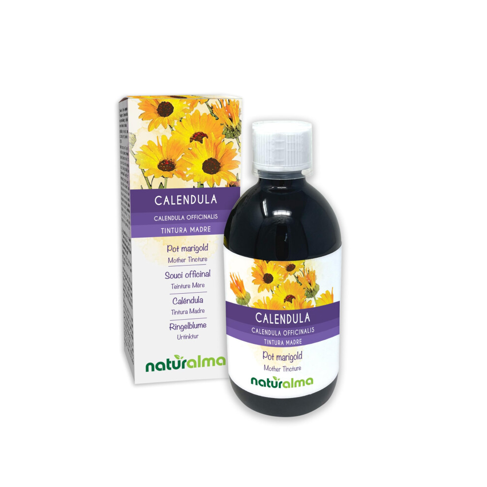 Naturalma Pot Marigold (Calendula Officinalis) Flower Heads Alcohol-Free Mother Tincture - Liquid Extract Drops 500 Ml - Food Supplement - Vegan