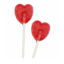Cherry Heart Lollipops 5.2g - Cherry Flavoured Sweet Candy Lollies, Ideal For Weddings, Valentines Day & Party Bag Fillers (50 Pack)