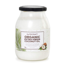 NutriCraft Organic Extra Virgin Cold-Pressed Coconut Oil - 1L, Pure Raw Coconut Oil for Cooking, Baking, Hair, Skin, Non-GMO, Unrefined, Vegan,