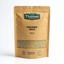 Organic Orzo (Risoni) - Certified Organic, Non-GMO, Vegan, No Additives, No Preservatives, Resealable Bag by Thames Organic 1kg