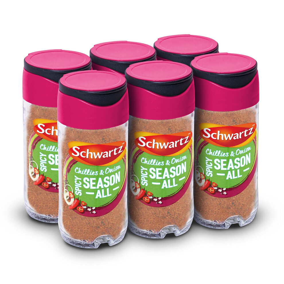 Schwartz Chillies & Onion Spicy Season All 47 G | Jar | Pack Of 6 | Expertly Blended With Chillies, Onion & Black Pepper | Versatile Seasoning