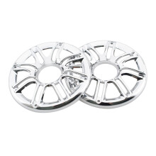 Motorcycle 6 Inch Chrome 3D Round Speaker Grill Cover Protector for Harley Touring Electra Glide