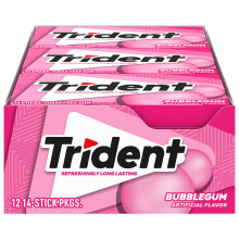 Trident Bubble-Gum Sugar Free Chewing Gum with Xylitol 14 Sticks 39 g