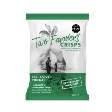 Two Farmers Crisps, Salt & Cider Vinegar Hand Cooked Crisps, Vegan and Vegetarian, Gluten Free, 100% Compostable Bags, 24 x 40g