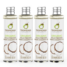 Tropicana Oil 100% Natural Virgin Organic Coconut Oil in 4x50 ml Gluten Free Oil | Organic Cold Pressed Coconut Oil |Extra Virgin Coconut Oil For Your