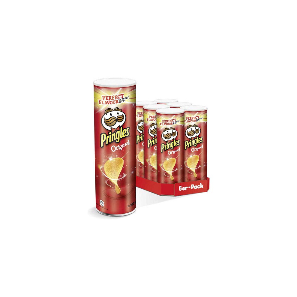 Pringles Original Flavour Potato Crisps Chips Snack Can Tubes - Pack Of 6 X 200G