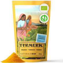 NaturaleBio Organic Turmeric Powder 1kg | 100% Pure Ground Turmeric Root | Non-GMO, Additive-Free, Sustainably Sourced from India | Rich in Curcumin,
