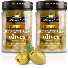 Tuscanini Premium Italian Castelvetrano Green Pitted Olives 300g (Pack of 2) | Mild & Smooth Flavour | Imported from Italy