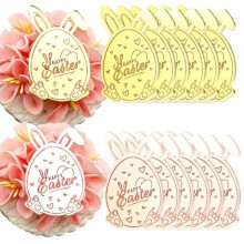 Happy Easter Cupcake Toppers ? Egg & Bunny Shapes ? Set of 12 or 24 | 3 LITTLE DESSERTS Mirror Gold & Mirror Rose Gold (Egg Discs, 24)