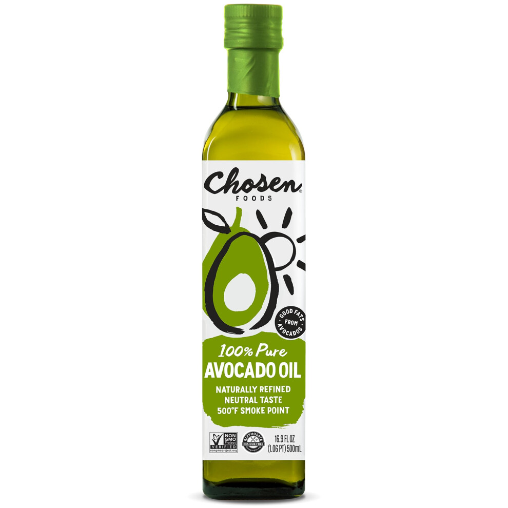 Chosen Foods 100% Pure Avocado Oil 16.9 oz., Non-GMO for High-Heat Cooking, Frying, Baking, Homemade Sauces, Dressings and Marinades-image-OPC-PR9HKVT-NEW